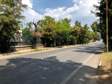 Iraklion Avenue. Κολούμπια/Columbia bus stop visible in the centre.